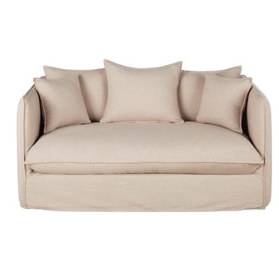 2-Sitzer-Sofa mit Bezug aus beigefarbenem Stoff mit Leineneffekt