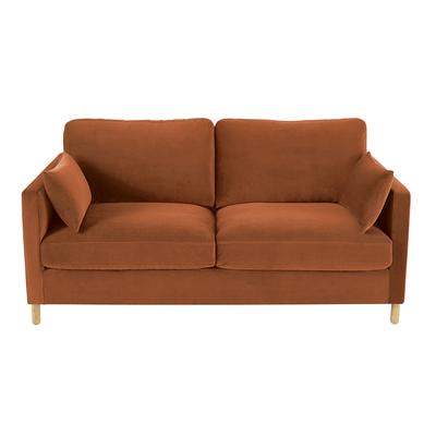 3-Sitzer-Schlafsofa mit orangebraunem Samtbezug und Matratze 10 cm