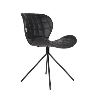 Design-Stuhl in Lederoptik, schwarzer