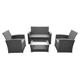 4-Sitzer Gartenmöbel aus grauem geflochtenem Harz grauer Stoff