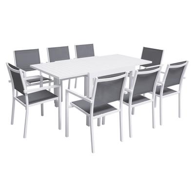 Gartenmöbel Tisch 90/180cm Aluminium weiß und grau