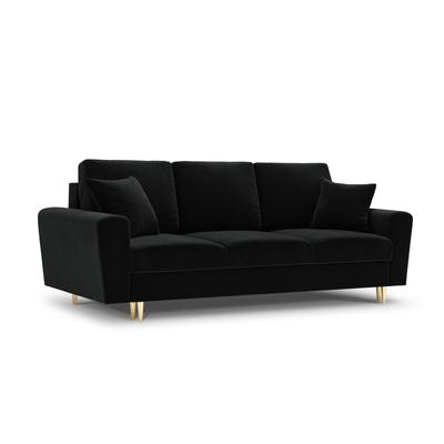 3-Sitzer ausklappbares Sofa mit Bettkasten aus Samt, schwarz
