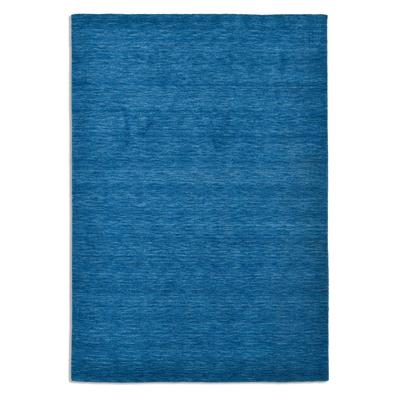 Handgewebter Teppich aus reiner Schurwolle - Blau - 140x200 cm