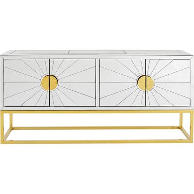 Sideboard mit vier Türen in Silber und goldenen Griffen