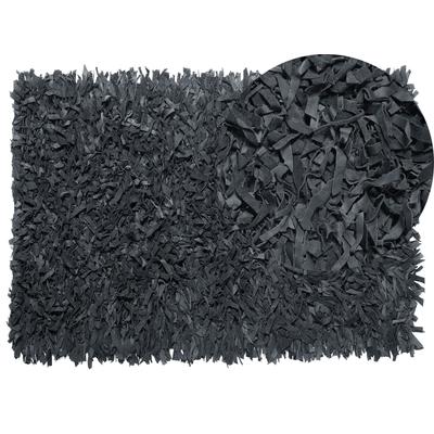 Teppich Echtleder schwarz 200x140cm