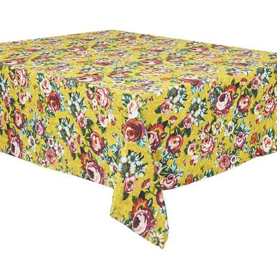 Großformatige Tischdecke aus Baumwolle Floraler Druck Gelb 140x235