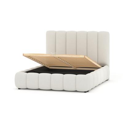 Modernes Bett in Kiefer massiv und HDF 160x200 Cremig