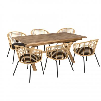 Gartenmöbel 6 Pers. - 1 rechteckiger Tisch 180 x 100 cm und 6 Sessel