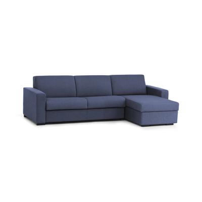 Festes Sofa mit Halbinsel aus blauem Stoff, 280 x 95 x 90 cm