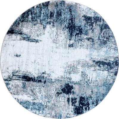 Abstrakt Moderner Runder Teppich Blau/Weiß/Grau Ø 160