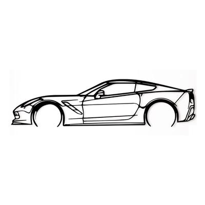 Wanddekoration Corvette Auto aus Metall, 100x25 cm, schwarz