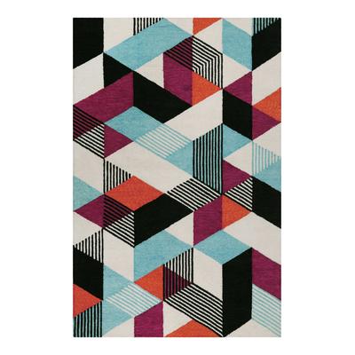 Design Kurzflor Teppich bunt, geometisches Muster, Wohnzimmer 110x170