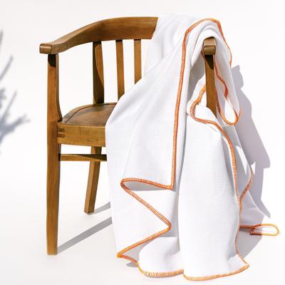 Decke aus Baumwolle Pique, weiß mit orange, 160x210cm