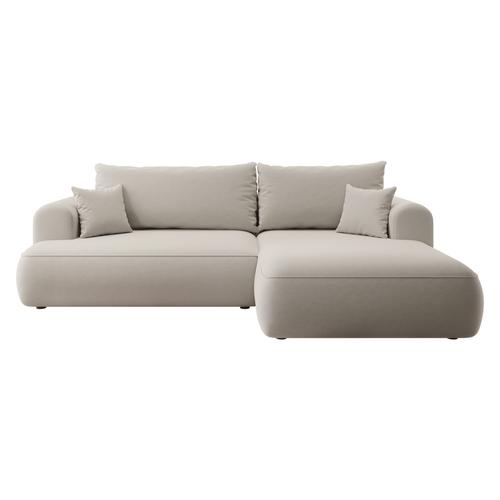 Ecksofa mit Easy-Clean-Veloursbezug, Hellbeige