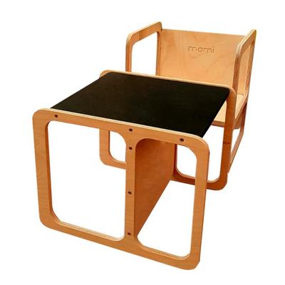 Stuhl + Multifunktionstisch aus Holz, Beige