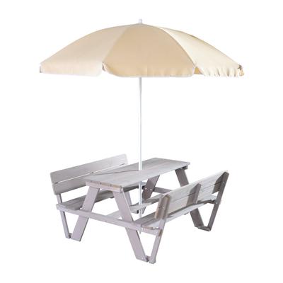 Kindersitzgruppe Outdoor mit Lehne und Schirm Set, Grau