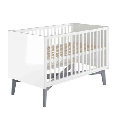 Mitwachsendes Baby-Gitterbett, 70x140cm, Weiß/Grau