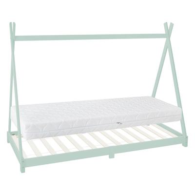 Kinderbett + Matratze Bett Hausbett Lattenrost Tipi Bett 90x200 cm
