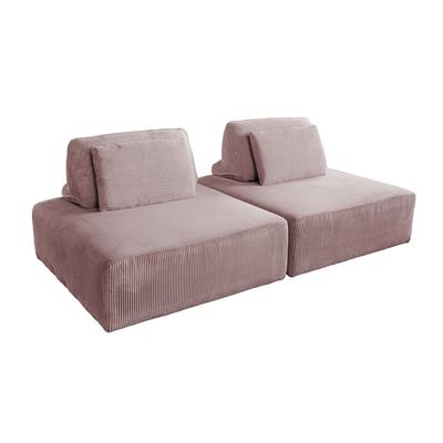 Modulares 2-Sitzer Sofa mit Kissen aus Cord, rosa