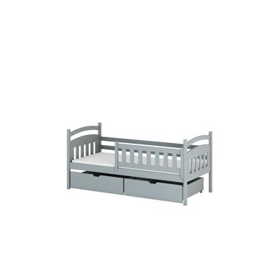Kinderbett aus Kiefernholz, grau, 90x190