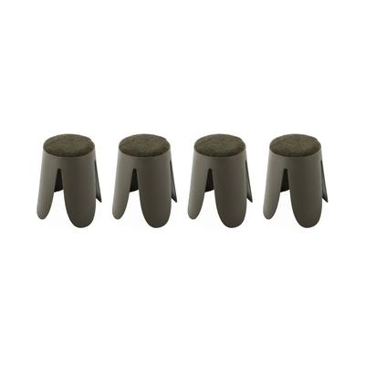 4er Set stapelbare Hocker, strukturierter Bouclébezug, Khaki