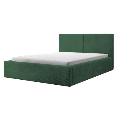 Bett mit Polsterrahmen, Cordbezug 160 cm, dunkelgrün