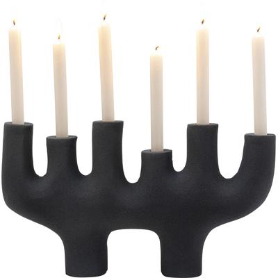 Kerzenständer 6-armig aus Metall, schwarz, H47cm