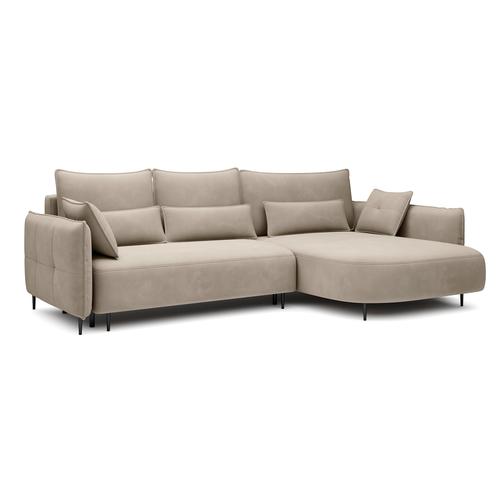 Ecksofa mit Veloursbezug, Hellbeige, rechtsseitig