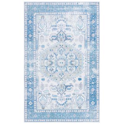 Teppich Polyester Beige/Blau 185 X 275