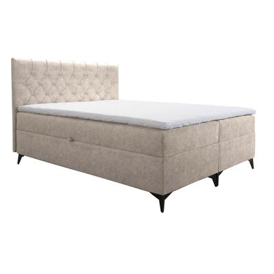 Boxspringbett 120x200 mit Topper und Bettkasten, creme