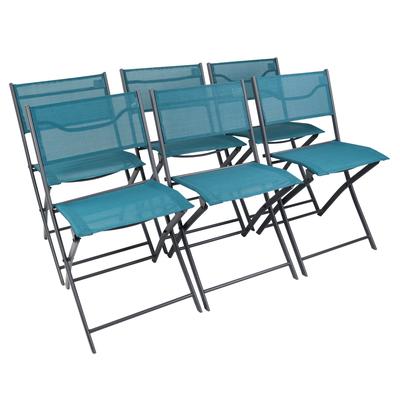 6er Set Gartenstühle aus Metall, 45 cm, blau