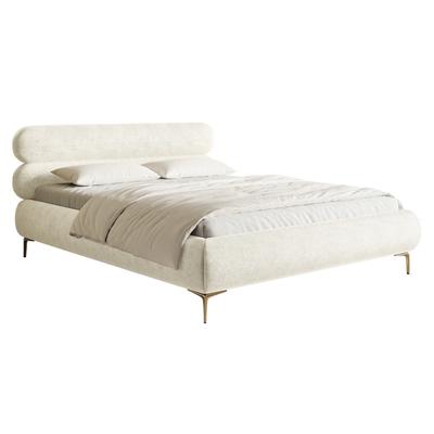 Polsterbett mit Bettkasten, Cremeweiß mit goldenen Füßen, 140 cm