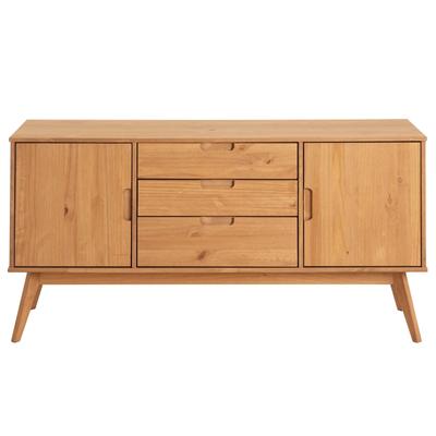 Sideboard mit 2 Türen 3 Schubladen aus Kiefer, braun