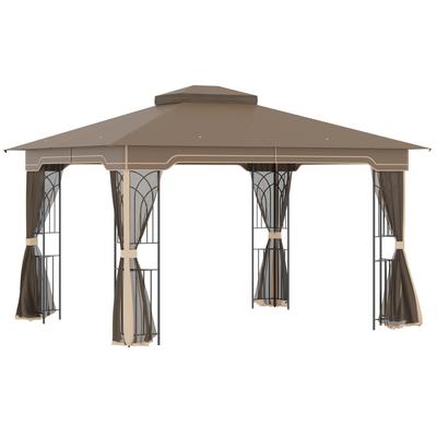 Pavillon mit Doppeldach aus Polyester, braun