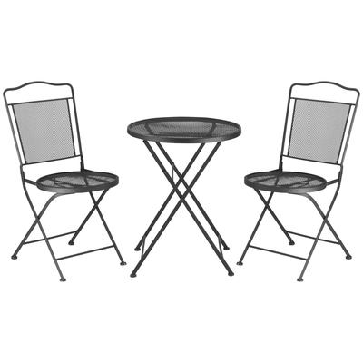 Gartenmöbel-Set mit 2 Stühle aus Metal, schwarz