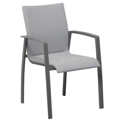 6er-Set Gartenstühle aus Alu und Textilene, grau