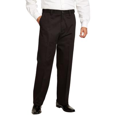 Men’s Big & Tall Relaxed Fit Wrinkle-Free Expandable Waist Plain Front Pants by KingSize in Black (Size 52 40)