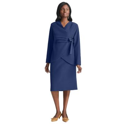 Plus Size Women's 2-Piece Wrap Jacket Skirt Suit by Jessica London in Navy (Size 30)