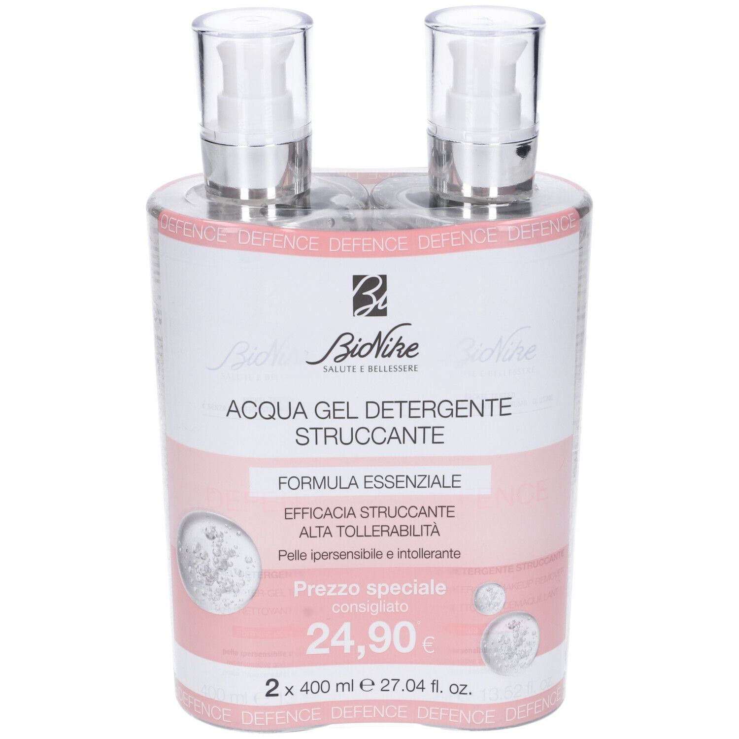 BioNike Acqua Gel Detergente Struccante Bi-pack 800 ml detergente