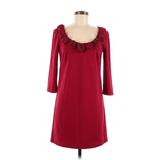 London Times Casual Dress Ruffles 3/4 Sleeve: Burgundy Dresses - Women's Size 8 Petite
