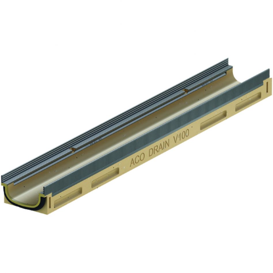 ACO Drain Multiline Seal in Flachrinne mit senkrechtem Rohranschluss, Edelstahl, 100 mm,V100 Image