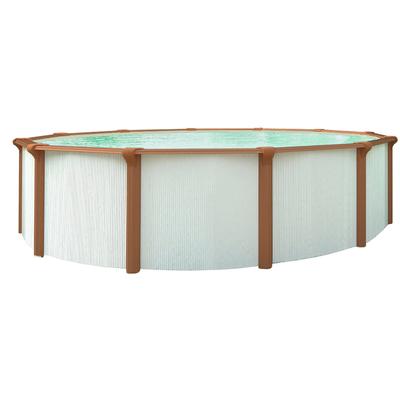 Rundpool KWAD "Green line Evolution", weiß (weiß, wood, innenfarbe: sand), H:1,32cm Ø:3,6cm, Schwimmbecken, 3,6x1,32 white- wood Folie in blau, sand oder grau erhältlich
