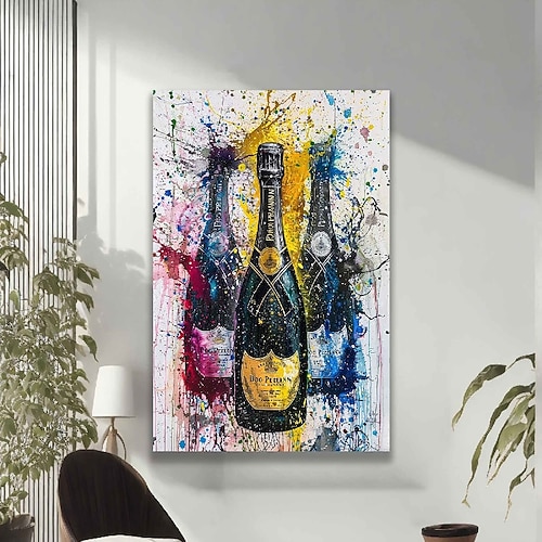 Weinflaschen Ölgemälde handgemalte Wandkunst Wein Leinwand Wein Malerei Wein Ölgemälde für Wanddekoration handgemachte Wandkunst Wein Malerei Image
