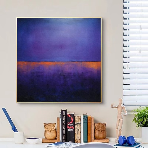 berühmtes handgemaltes orange-lila Kunstwerk von Mark Rothko, handgefertigt auf Leinwand, Expressionismus-Gemälde, große abstrakte Wandkunst für zu Hause, gerahmt und fertig zum Aufhängen Image