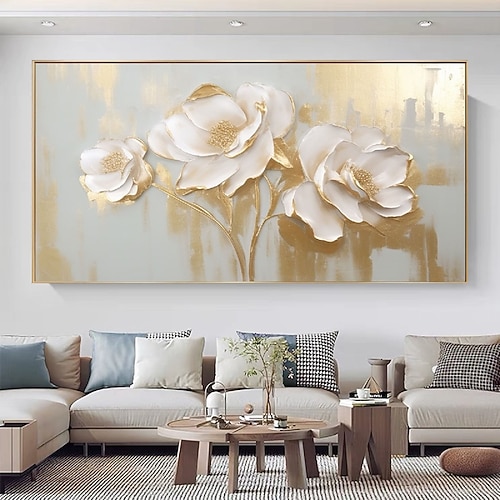 Foral Ölgemälde handgemalt abstrakte 3D Blume Kunst Leinwand Ölgemälde handgemachte natürliche Landschaft Ölgemälde Wohndekoration Rose Blume Ölgemälde Wand Kunst handgemachte Geschenke Image