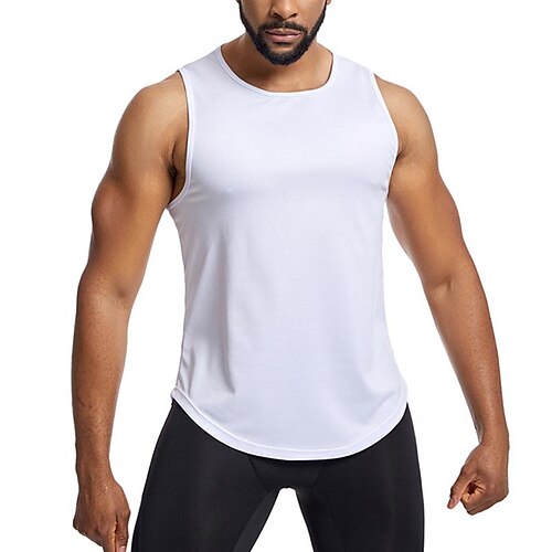 Herren Einfarbig Workout-Tanktop Lauf-Tanktop Fitness-Tanktop Ärmellos Weste / Gilet Lässig Athleisure Sommer Schnelltrocknend Weich Atmungsaktiv Fitnesstraining Gehen Joggen Sportbekleidung Image