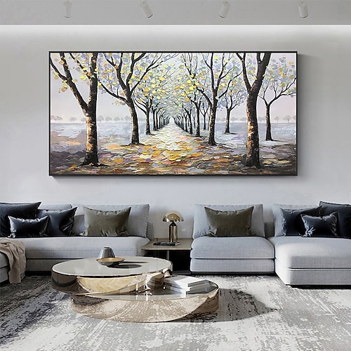 Ölgemälde handgemachte handgemalte Wandkunst abstrakte Landschaft grüner Weg Heimtextilien Dekor gerollte Leinwand kein Rahmen ungedehnt Image