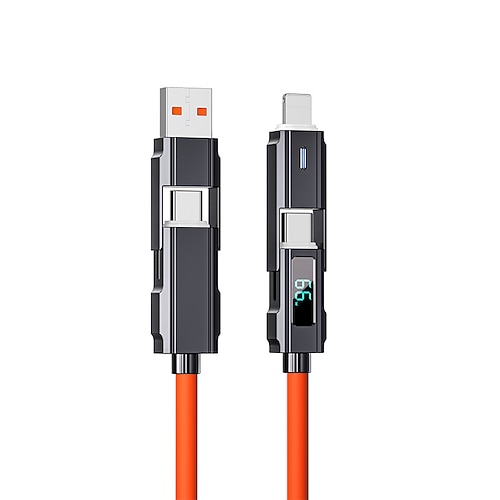 Digitalanzeige-Datenkabel Typ C 4-in-1-Silikon-PD-Schnellladekabel ein Drag 4 USB-Android-Telefon-Ladekabel Image