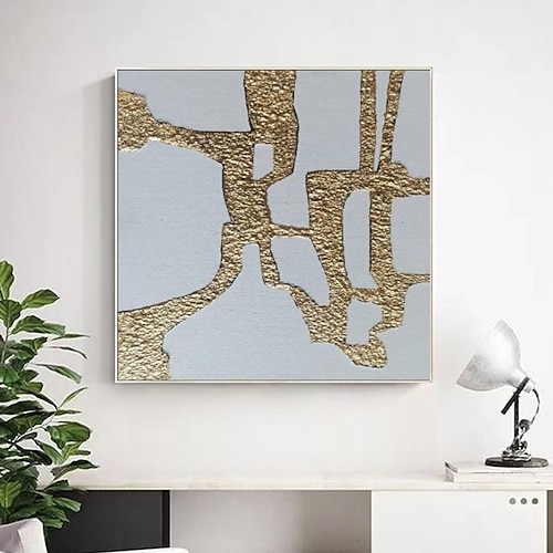 handgemaltes original strukturiertes Wandbild, extragroßes abstraktes Kunstwerk in Gold und Schwarz, reich strukturierte Leinwandkunst, abstrakte moderne Kunst, Blattgold-Gemälde, Heimdeko, gespannter Image