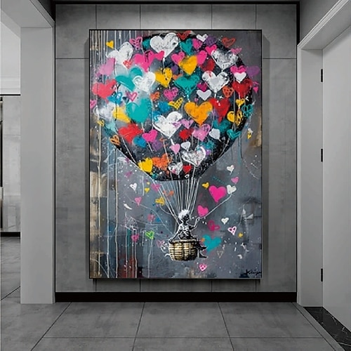 Ballon-Ölgemälde handgemalt Leinwand Ballongemälde Kunst Ölgemälde Wandkunst Leinwanddesign Heißluftballon-Graffiti-Gemälde Image